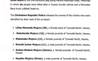 Tragedy on Masvingo highway claims six from same family