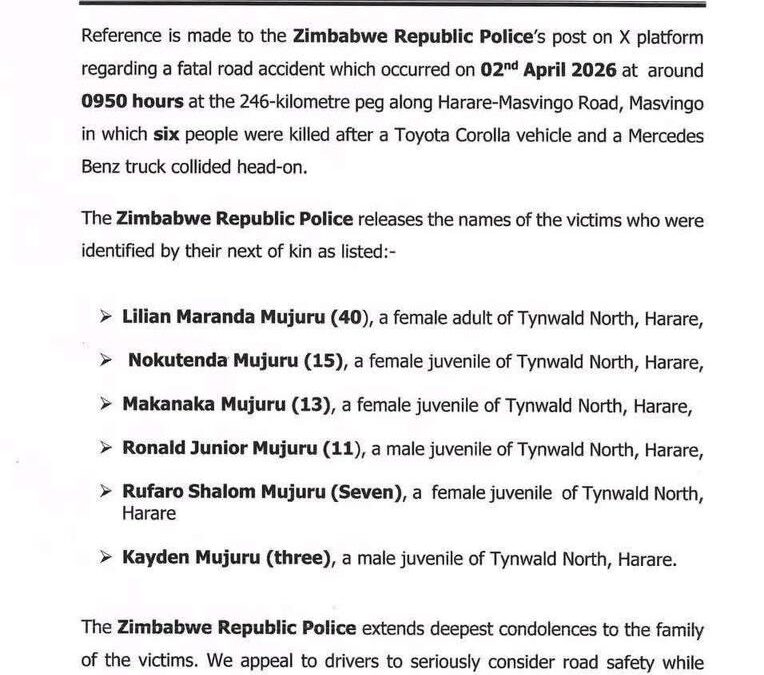 Tragedy on Masvingo highway claims six from same family