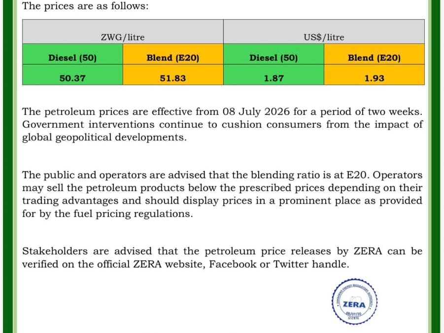 ZERA Announces New Fuel Prices Effective July 8