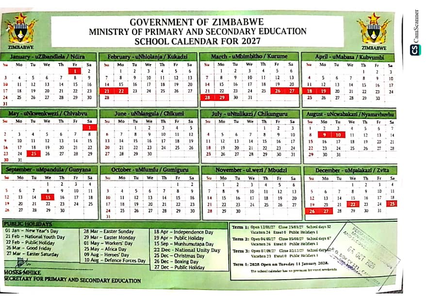 Ministry releases 2027 school calendar